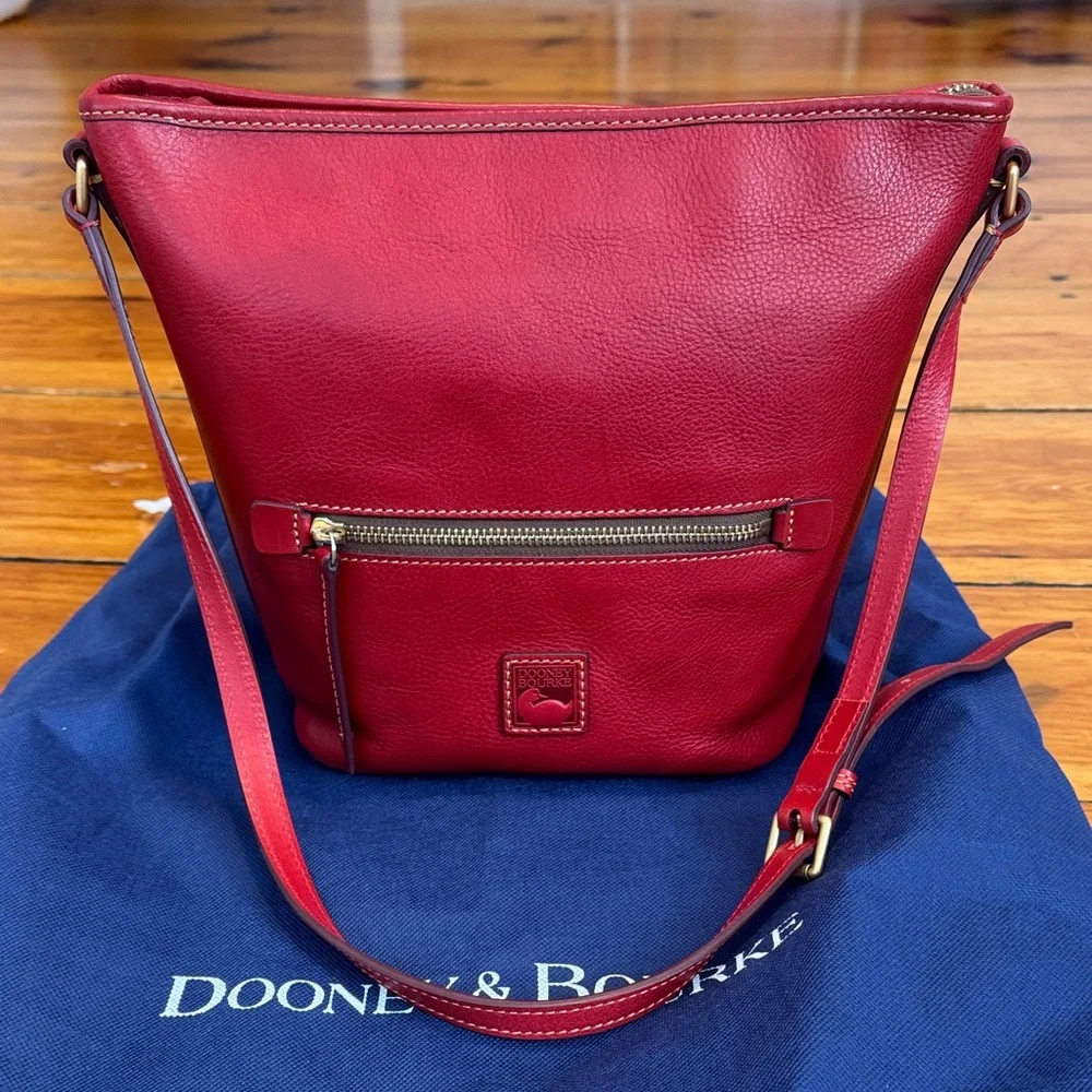Dooney & Bourke Red Florentine Zip Sac - Picture 1 of 15